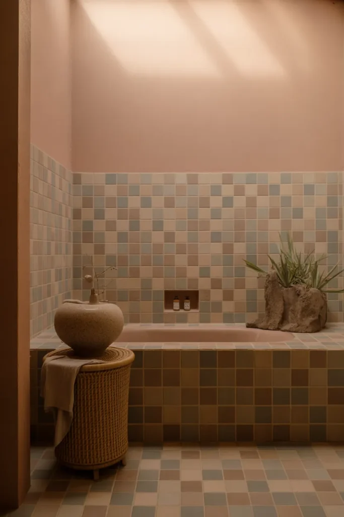   Earth-Tone Bathroom with Tub