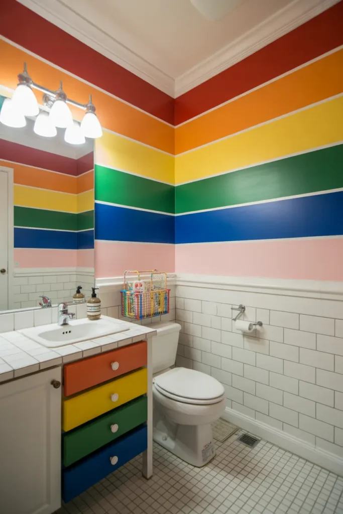  Rainbow Stripe Bathroom