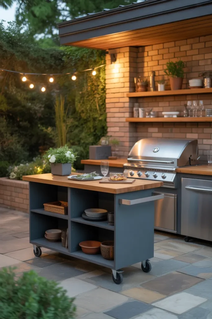  Small Outdoor Kitchen with Rolling Island