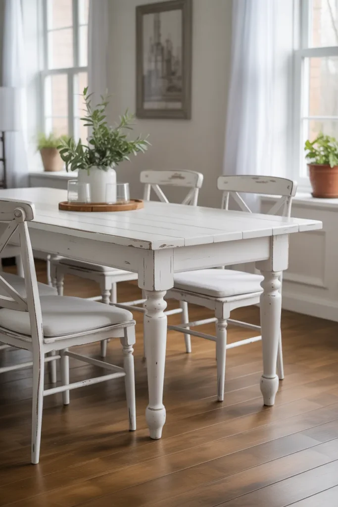 White Painted Farmhouse Kitchen Table