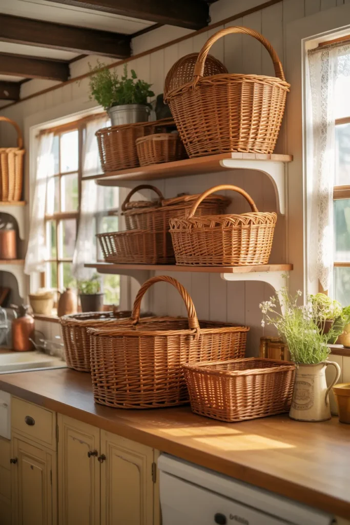  Classic Farmhouse Storage with Wicker Baskets