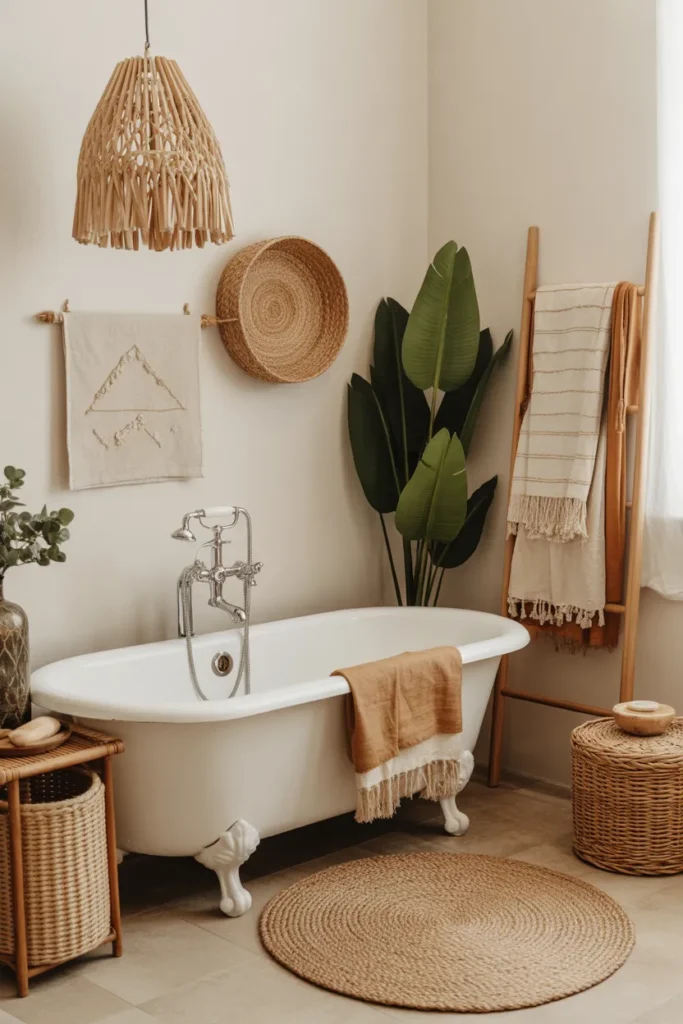  Clawfoot Tub in a Boho Bathroom