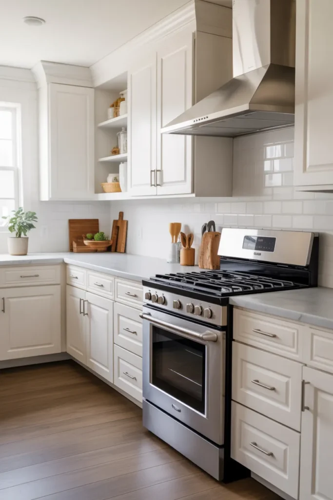  White Farmhouse Kitchen with Modern Appliances