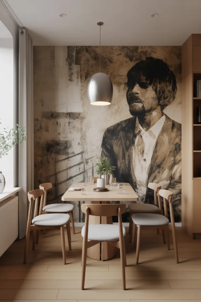  Small Dining with Artistic Wall Feature
