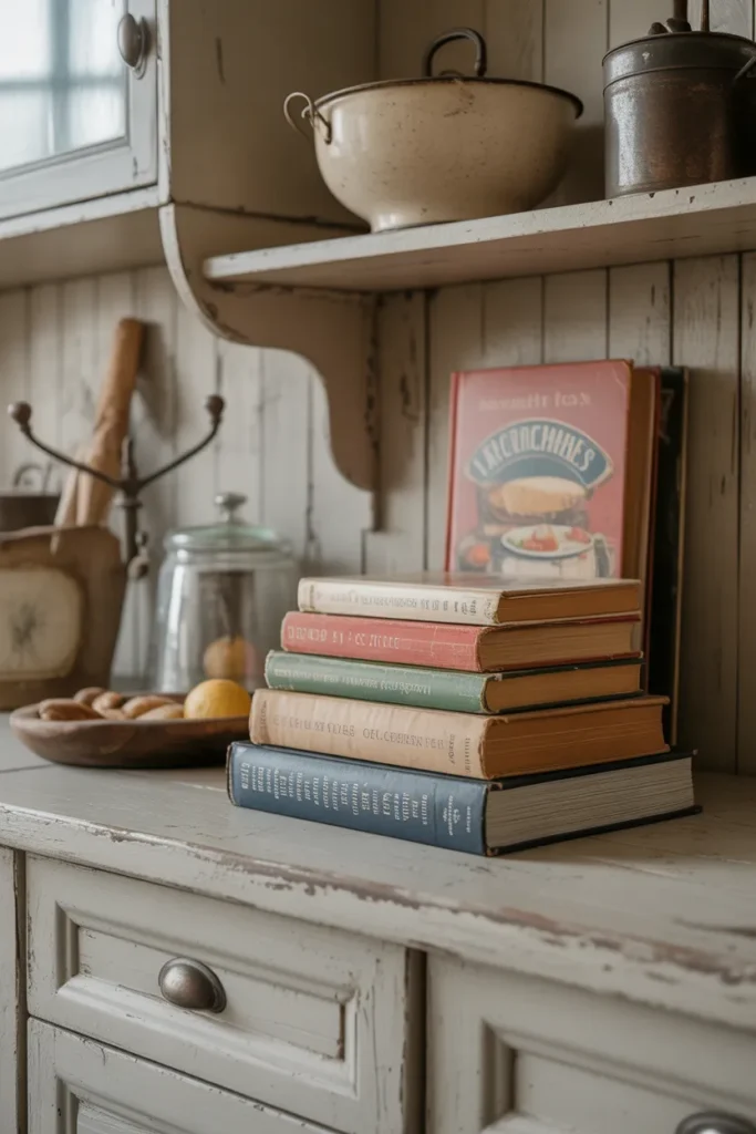  Vintage Farmhouse Cookbooks as Decor