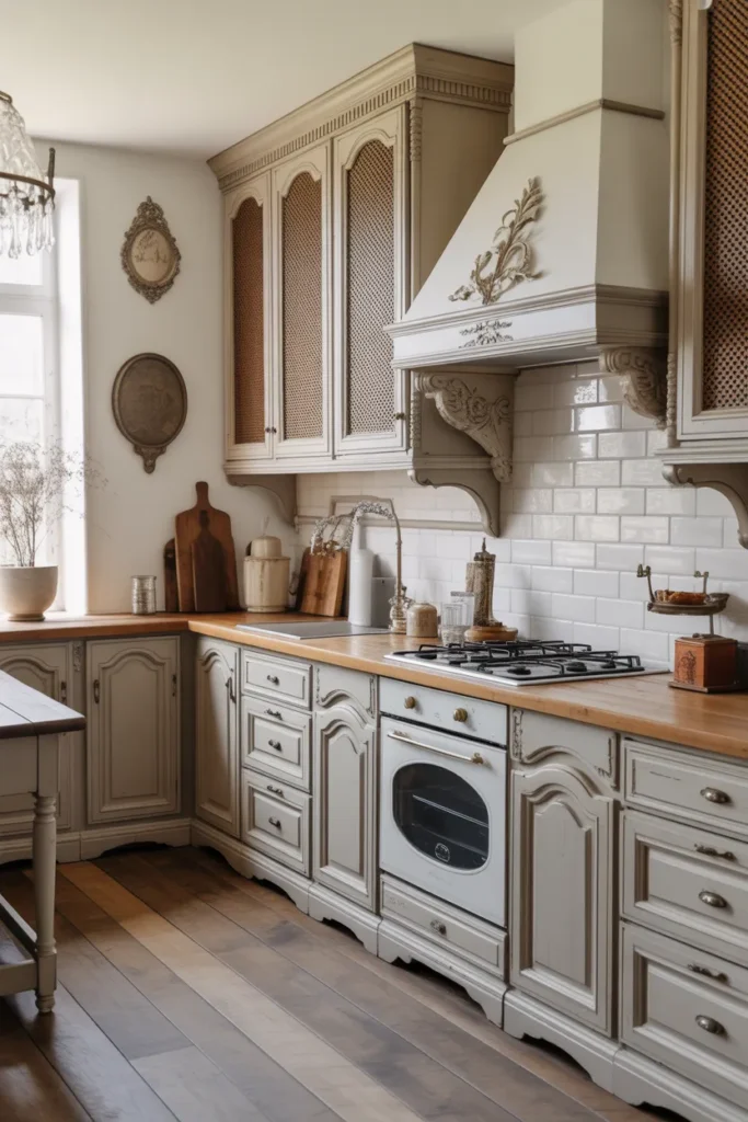  Elegant French Farmhouse Kitchen with Vintage Details