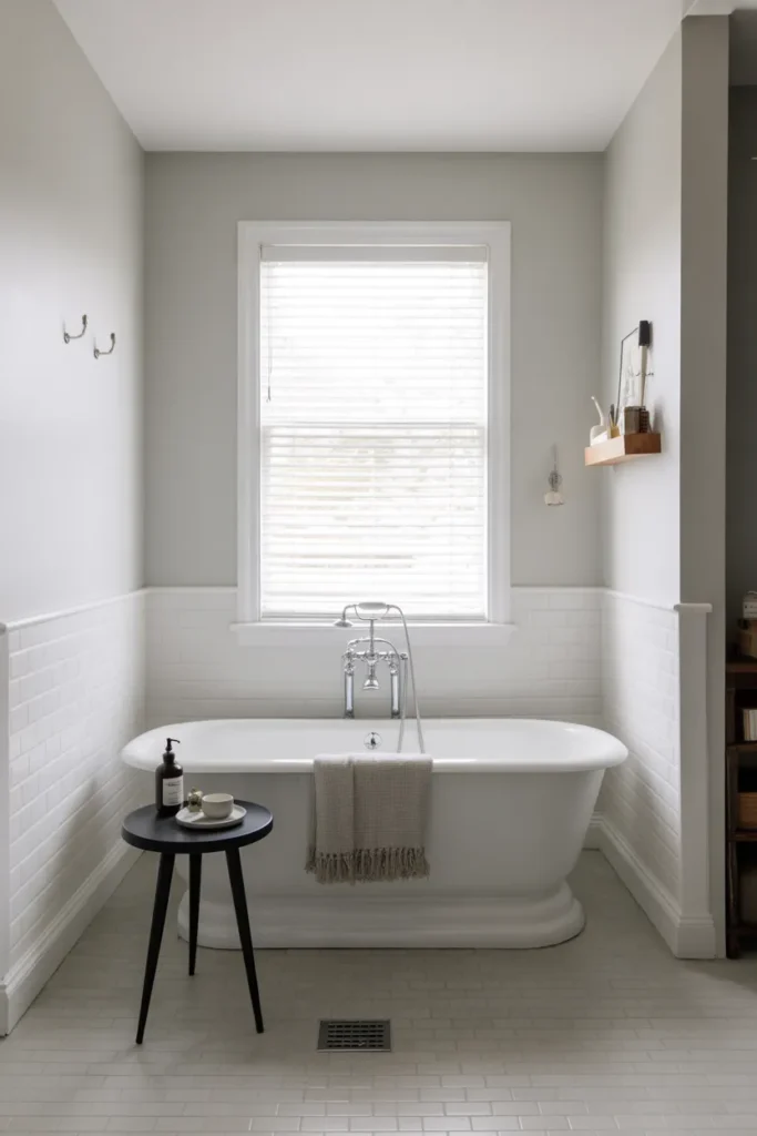  Freestanding Tub in a Tiny Bathroom