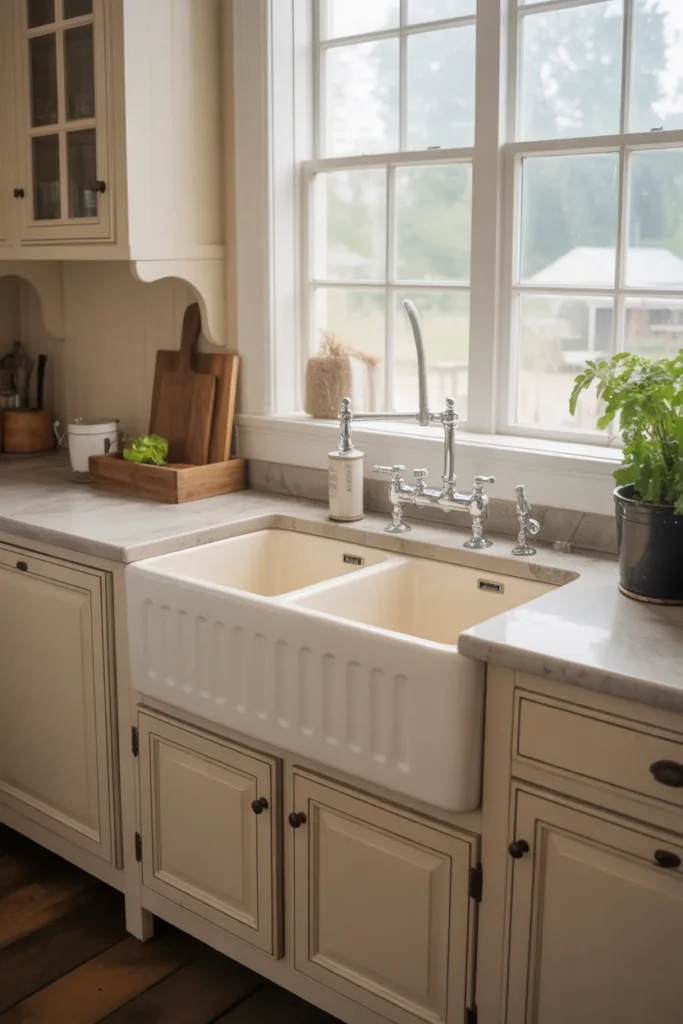  Double-Bowl Farmhouse Sink for Busy Kitchens