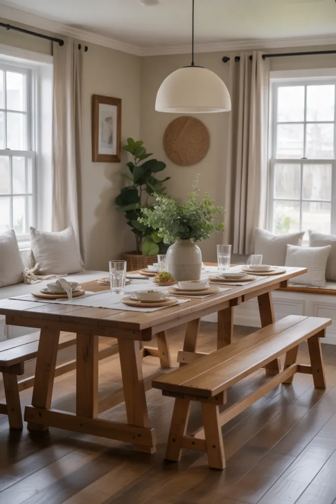 Farmhouse Table with Bench Seating