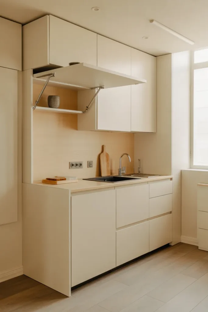 Small Kitchen With Fold-Down Counter Space