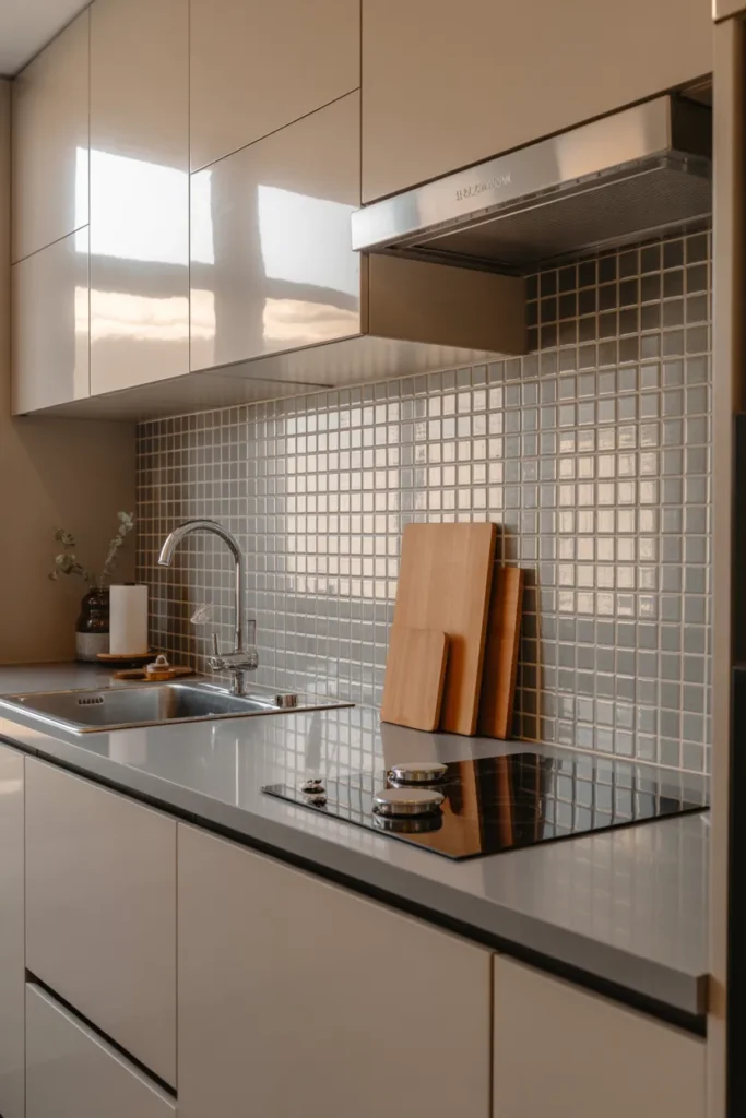 Use a Mirror or Reflective Backsplash