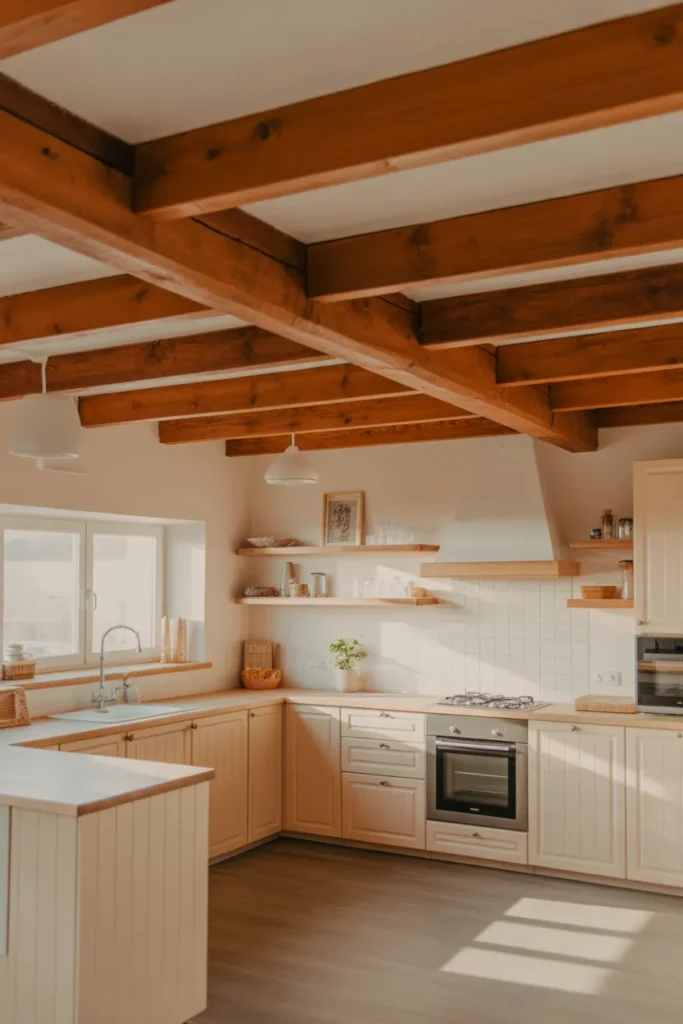  Exposed Wooden Beams on the Ceiling