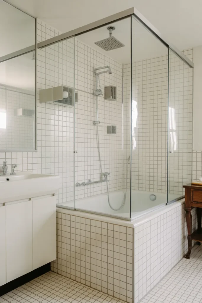  Glass-Enclosed Tub for an Open Look