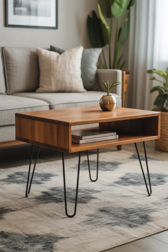  Mid Century Coffee Table with Hairpin Legs
