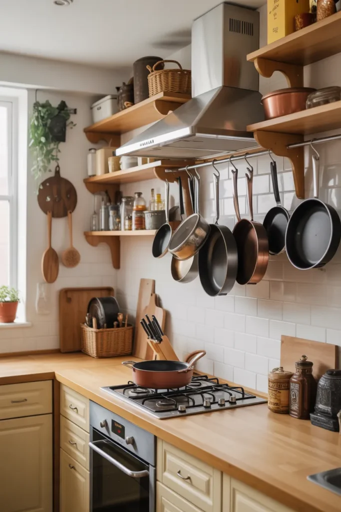 Hang Pots and Pans to Free Up Cabinet Space