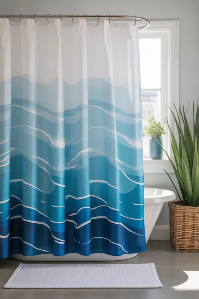  Ocean-Inspired Blue Shower Curtain
