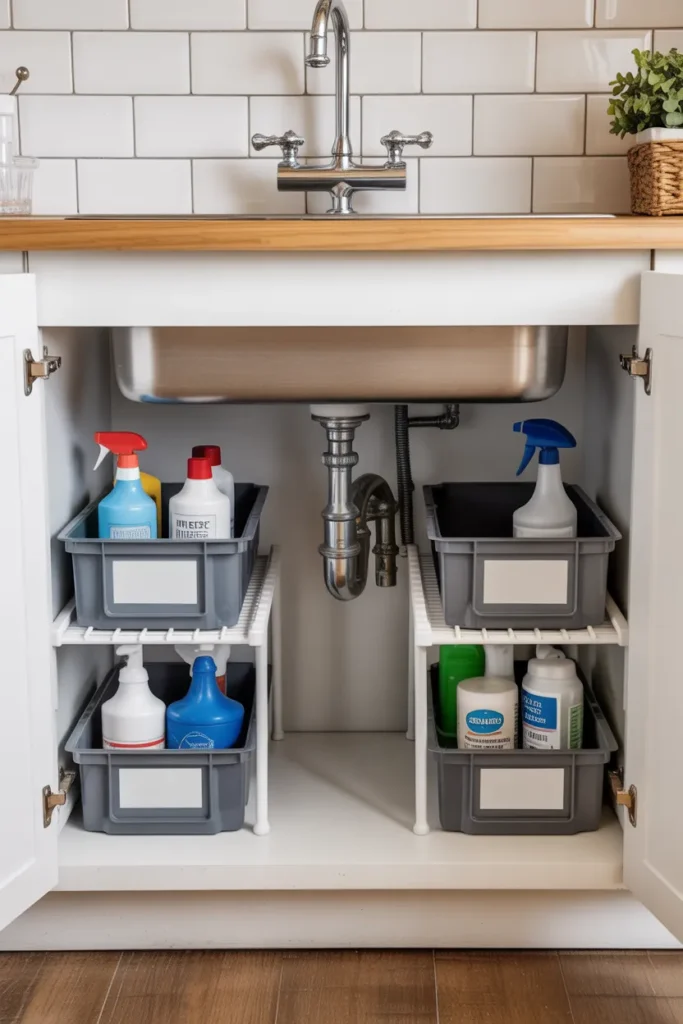   Use Under-Sink Storage Bins