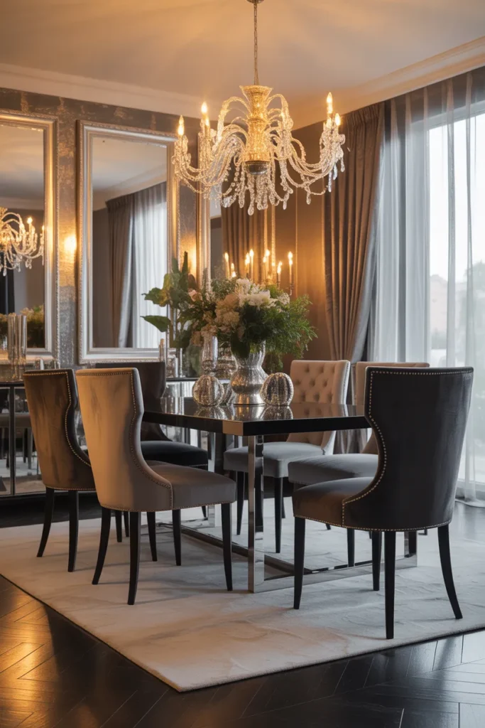  Glam Dining Room with Metallic Accents