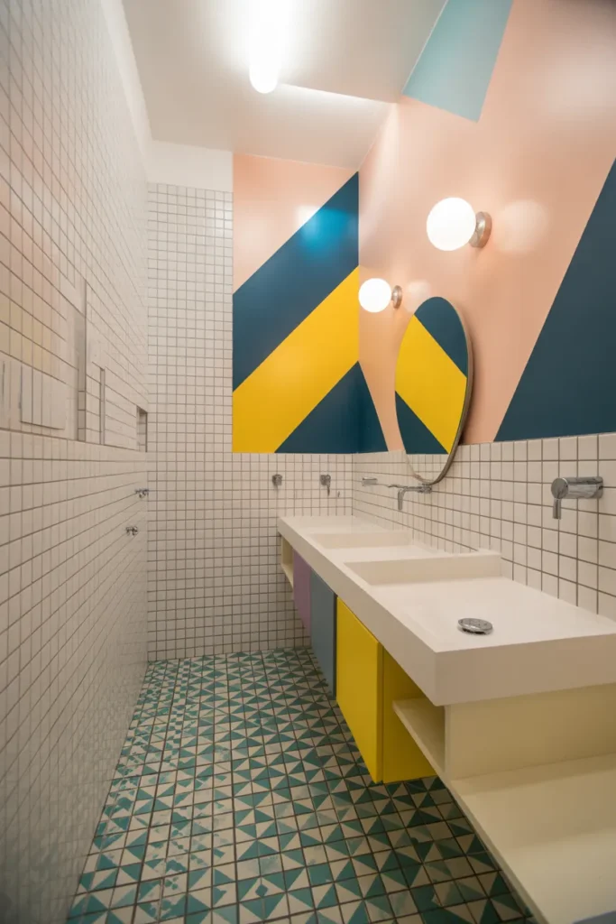  Bright Geometric Bathroom