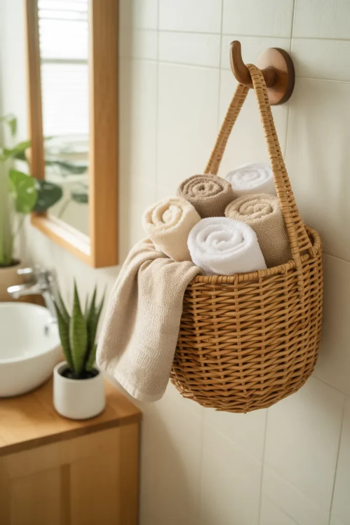  Woven Basket Towel Holder
