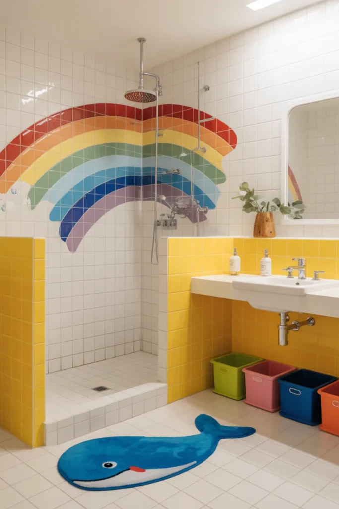  Rainbow Tile Splash Bathroom