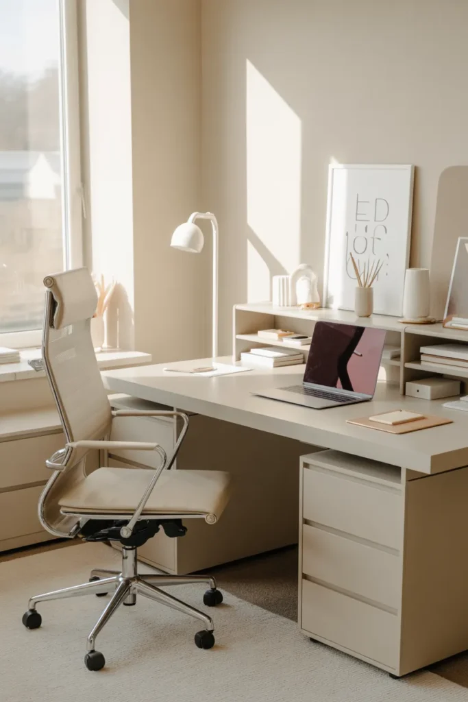  Minimalist Desk Setup With Neutral Tones