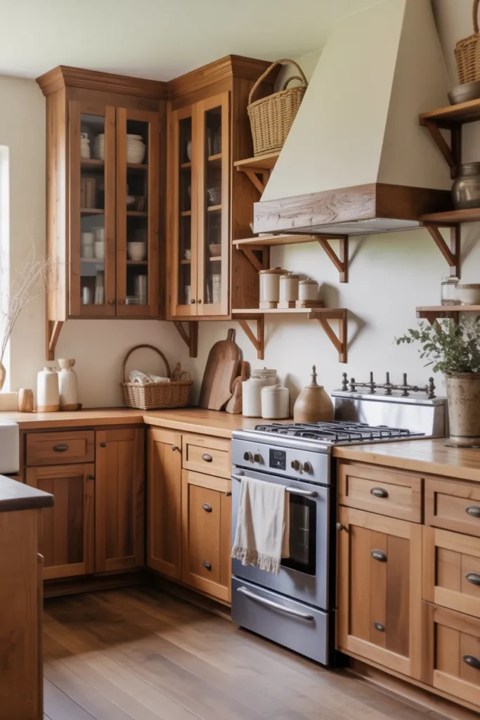  Rustic Wood Cabinets with Vintage Hardware