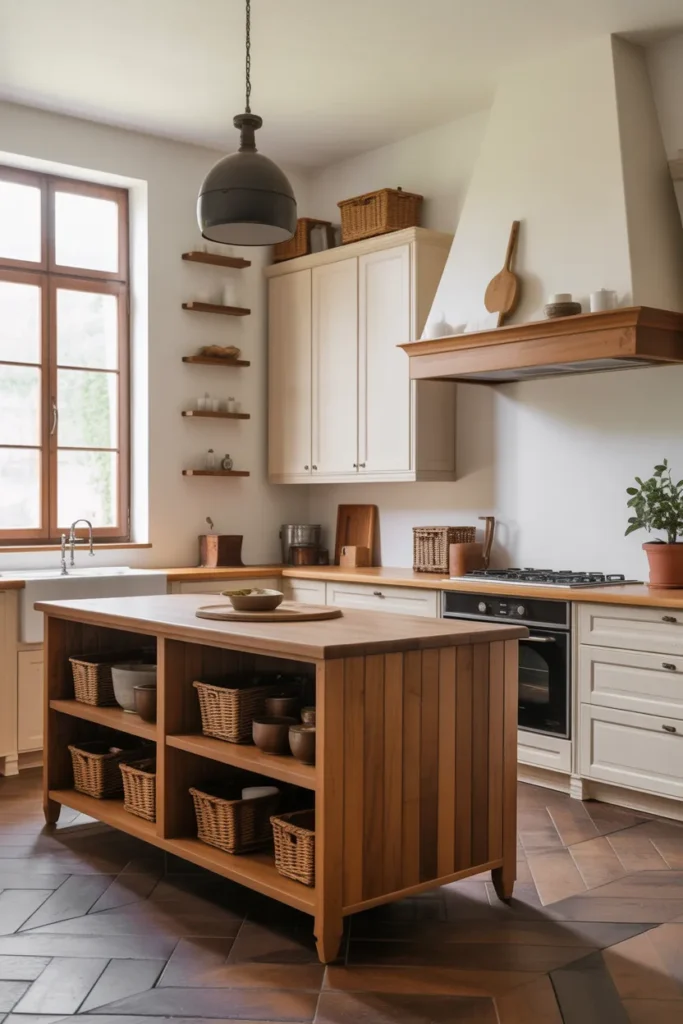  Wooden Kitchen Island with Modern Silhouette