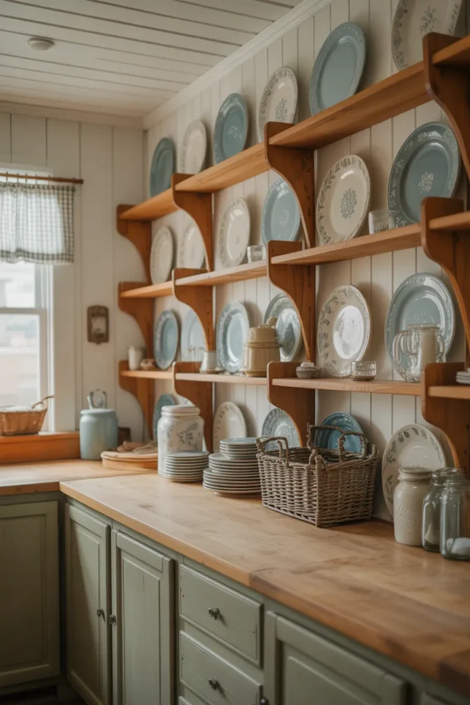   Country Farmhouse Kitchen with Decorative Plate Displays