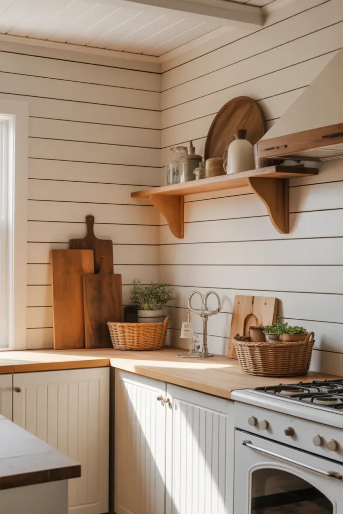 Cozy Farmhouse Kitchen with Shiplap Walls