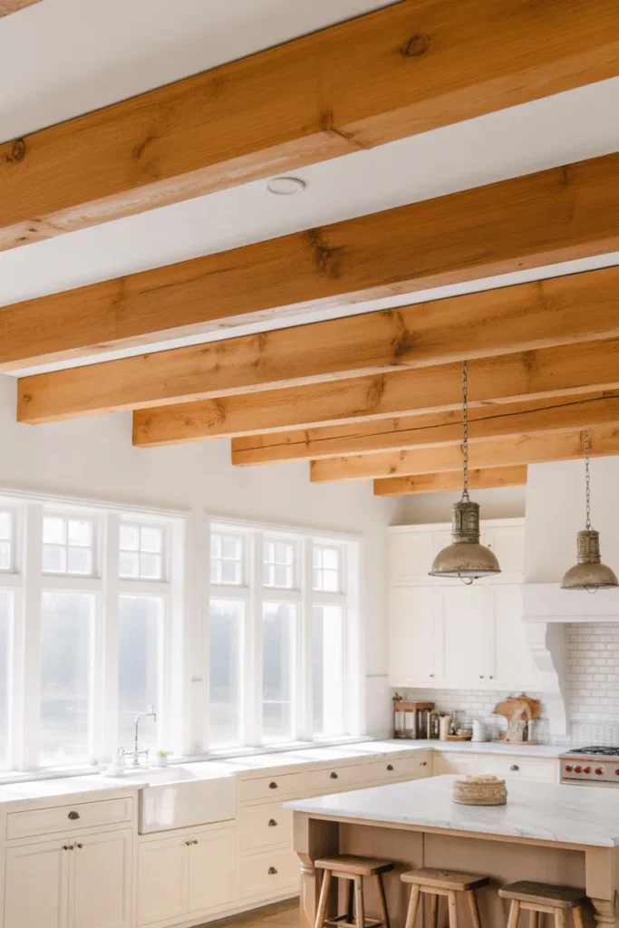   Exposed Wooden Beams for Rustic Charm