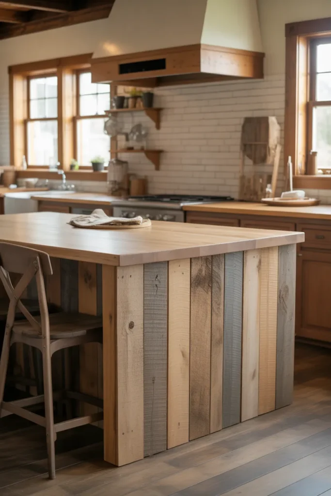 Farmhouse Kitchen Island With Barn Wood Accents