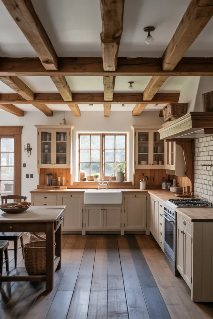  Rustic Farmhouse With Exposed Wood Beams