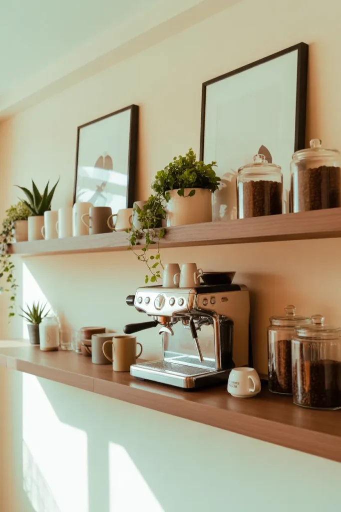 Modern Floating Shelf Coffee Bar