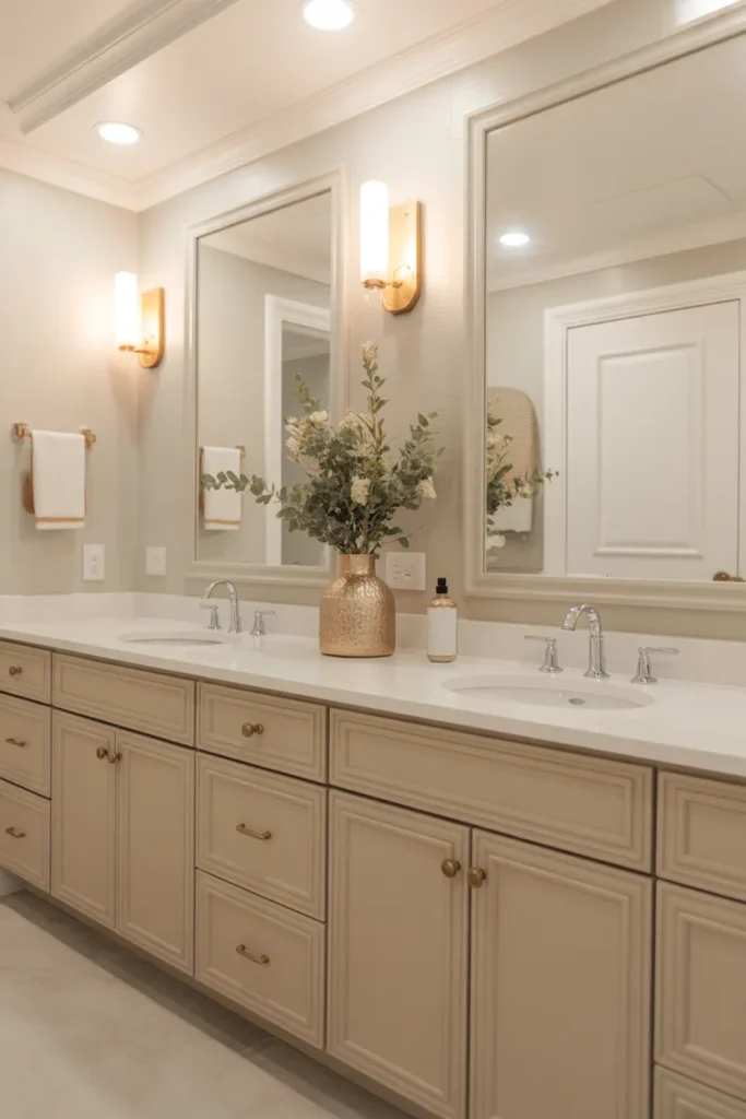  Elegant Neutral Tone Jack and Jill Bathroom