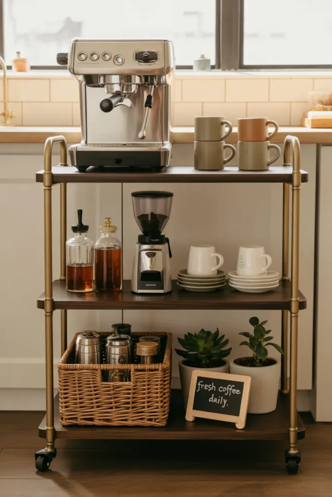 Coffee Bar on a Rolling Cart