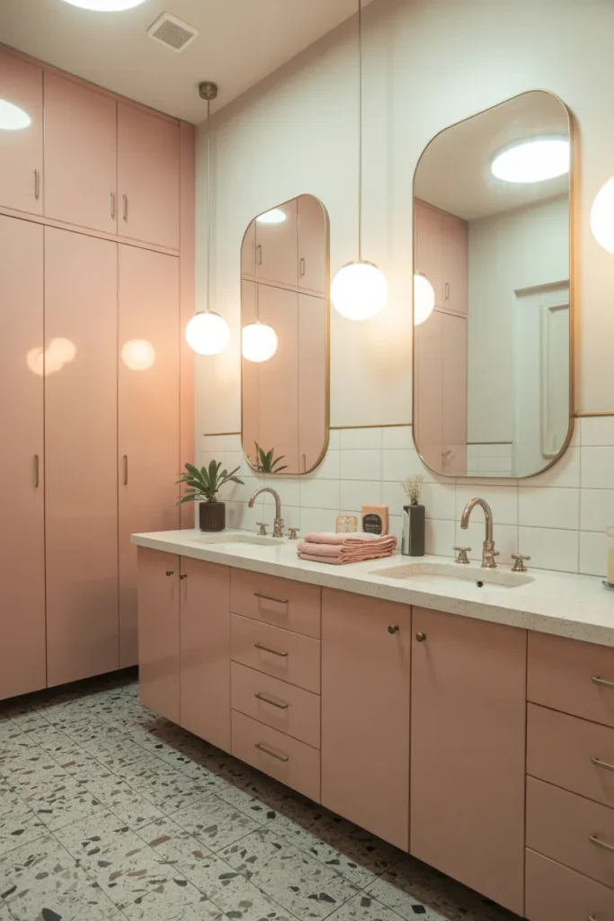  Retro Pink Bathroom With Terrazzo Floors