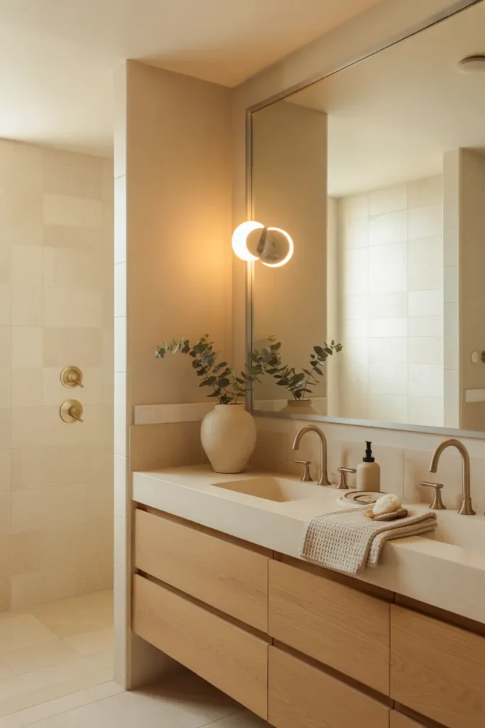  Soft Beige Contemporary Bathroom