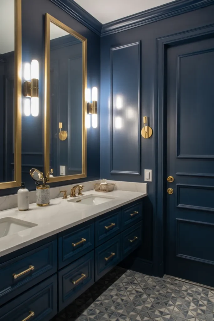  Bold Navy Blue Guest Bathroom