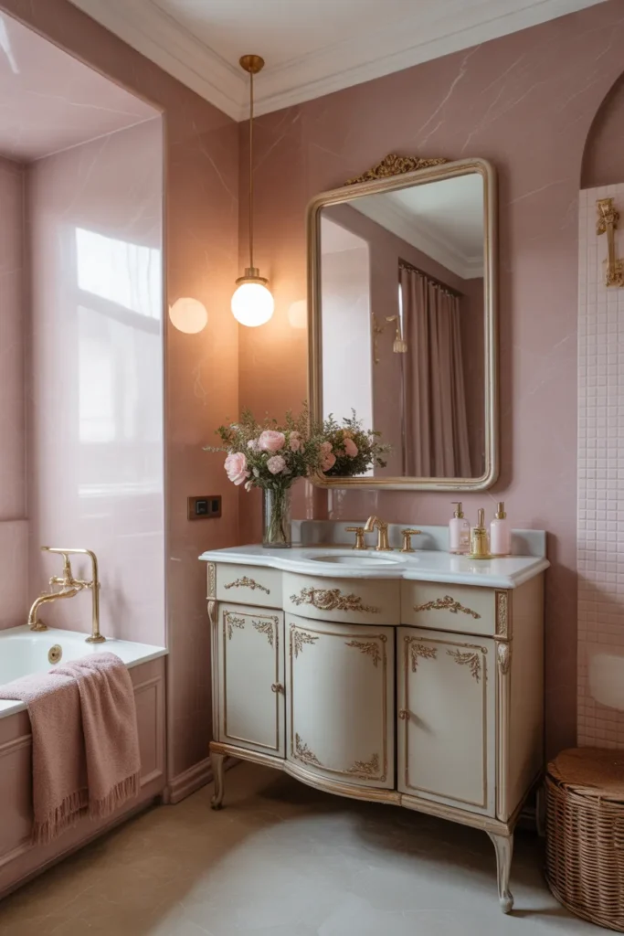 Elegant Dusty Pink Marble Bathroom