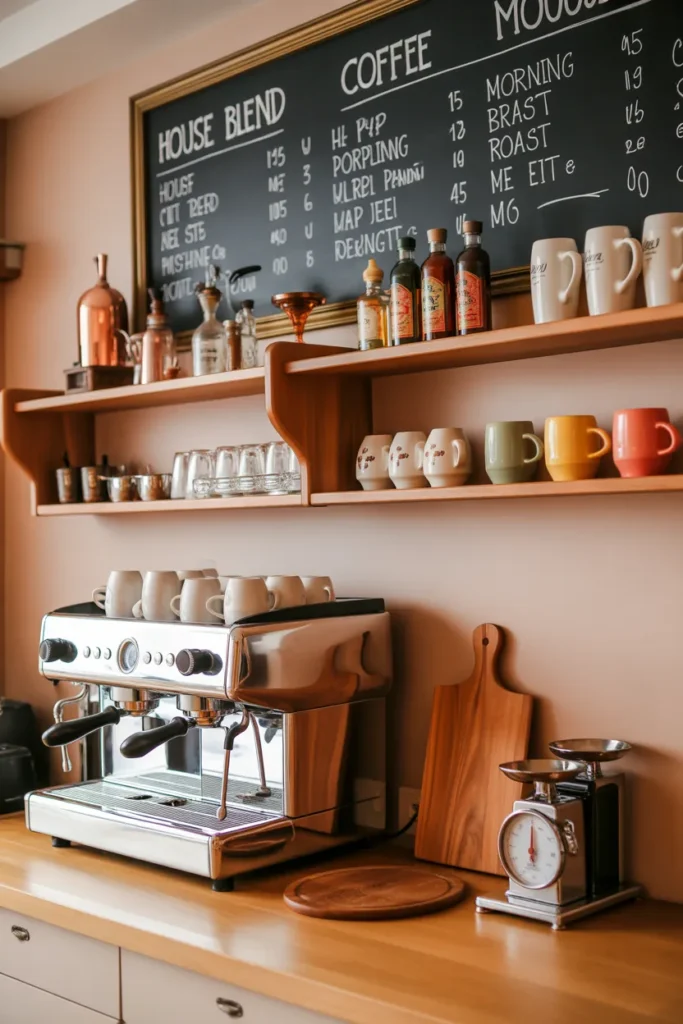 Coffee Bar with a Coffeehouse-Inspired Menu Board