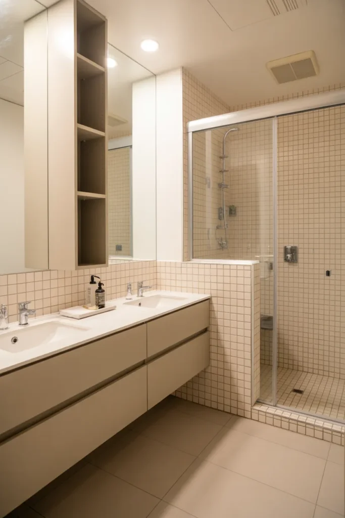   Compact Apartment Jack and Jill Bathroom