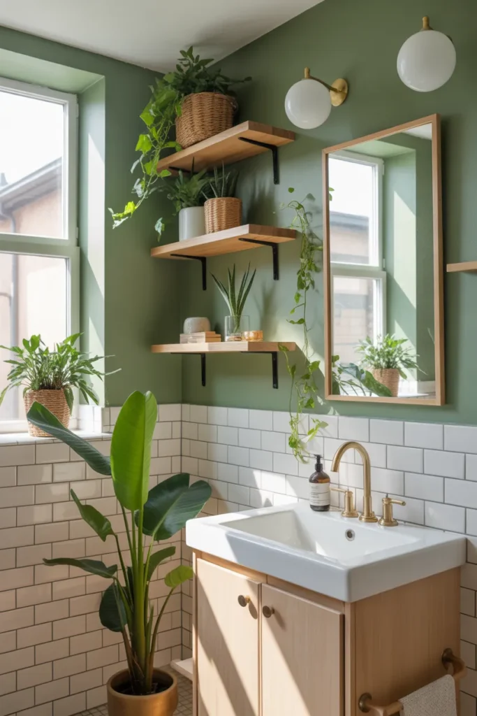  Bright Green Botanical Bathroom