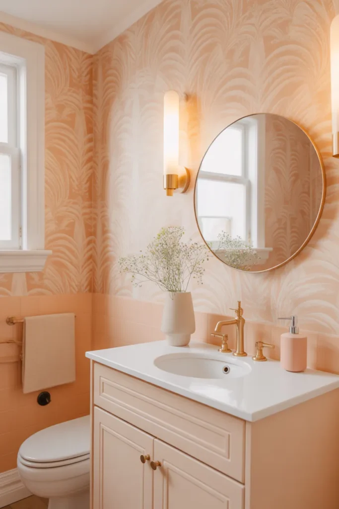   Soft Peach Wallpaper With Subtle Abstract Design