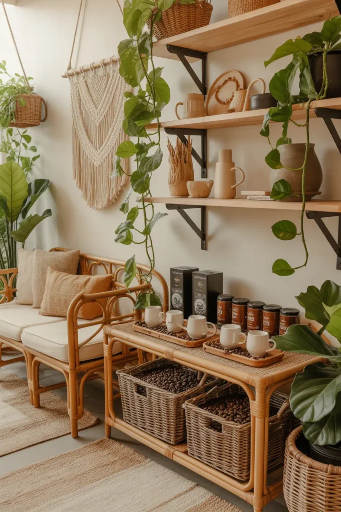 Boho Coffee Bar with Natural Textures