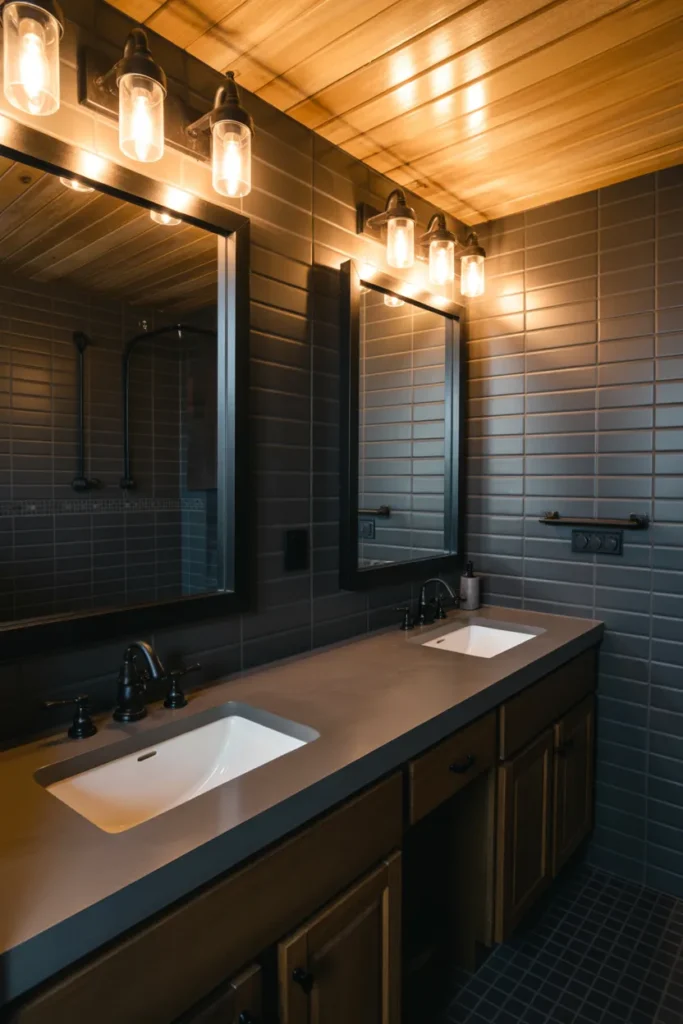  Industrial Style Jack and Jill Bathroom