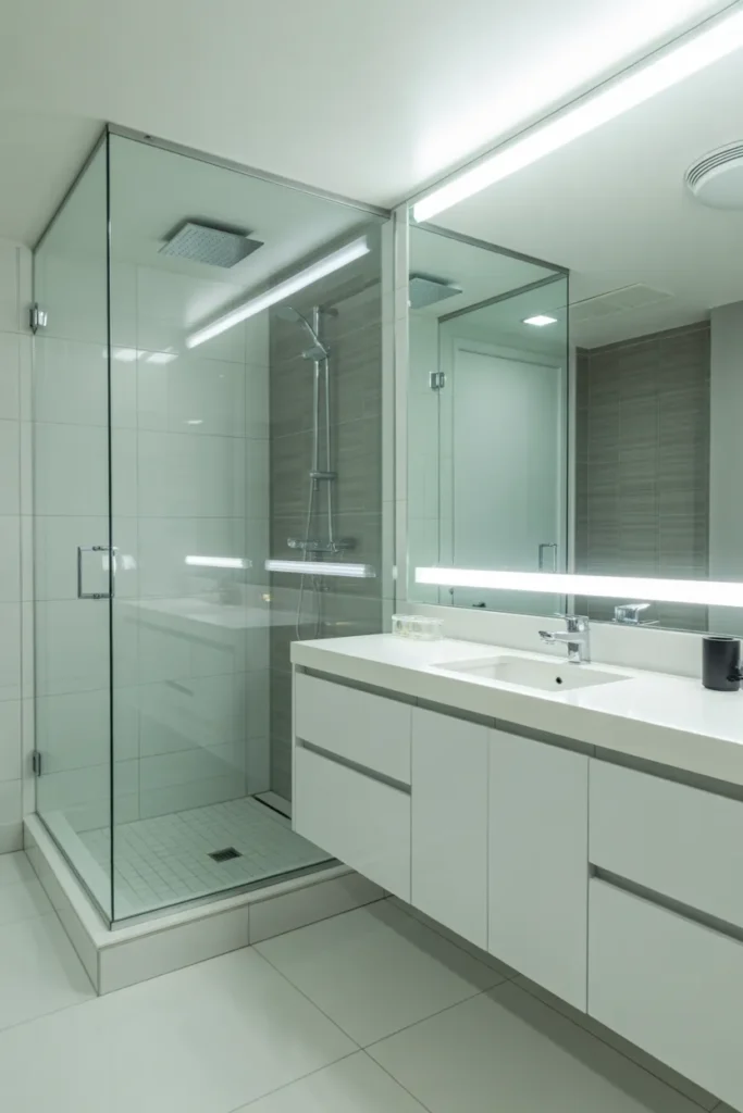 Sleek Glass and Chrome Bathroom