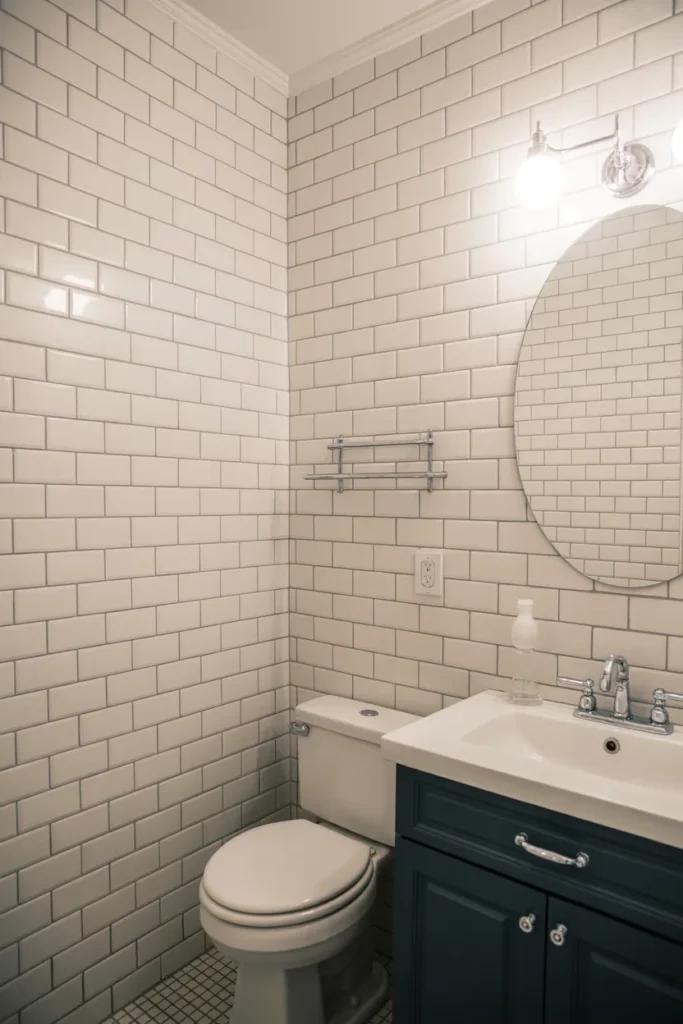   Classic White Subway Tile Wallpaper Look
