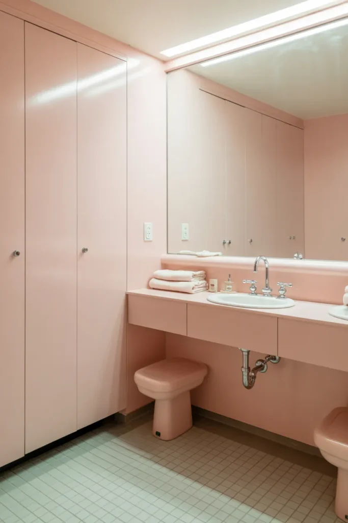  Minimalist Pink Retro Bathroom