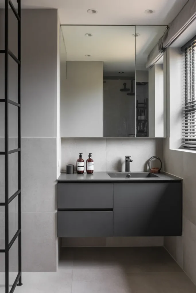  Small Monochrome Half Bathroom with Sleek Style